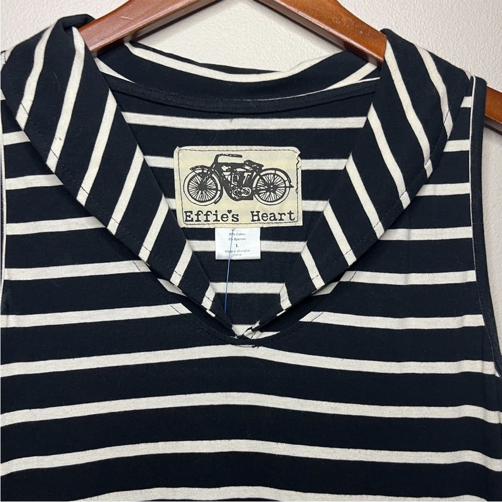 Effie's Heart Navy and White Striped Midi Dress - Picture 6 of 10